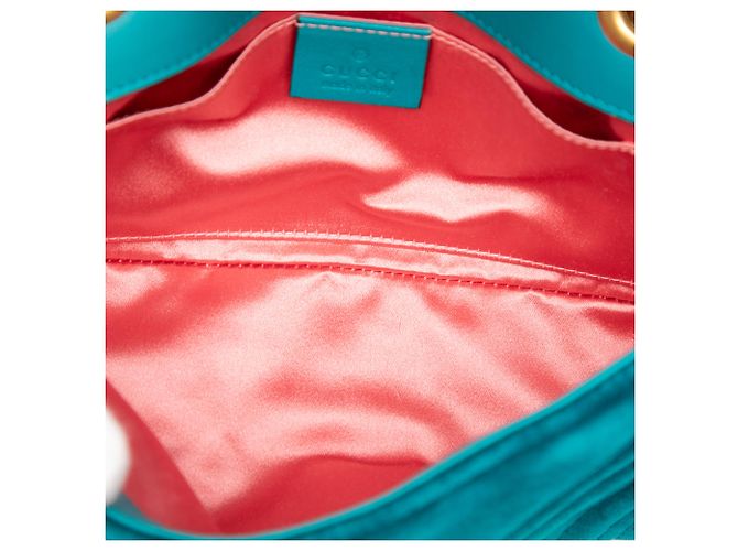 Borsa a tracolla Gucci Blue Small GG Marmont Matelasse Velvet Turchese - vista 4