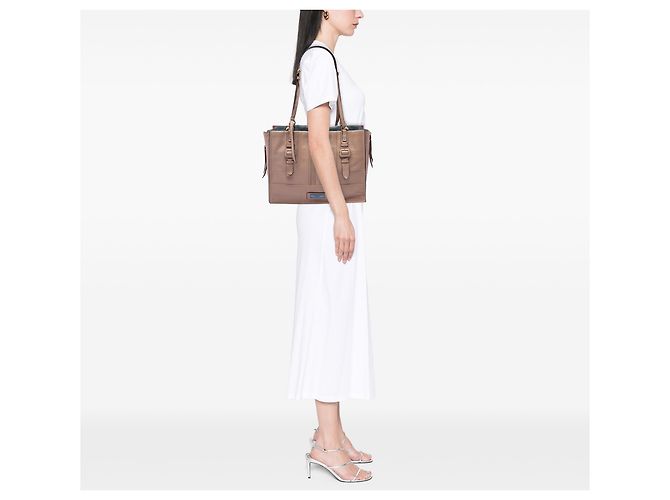 Borsa Etiquette in pelle di vitello marrone Prada Carne - vista 6