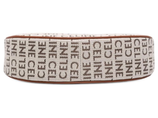 Céline Borsa a tracolla Ava in tela marrone con logo Celine, misura Medium Beige - vista 3
