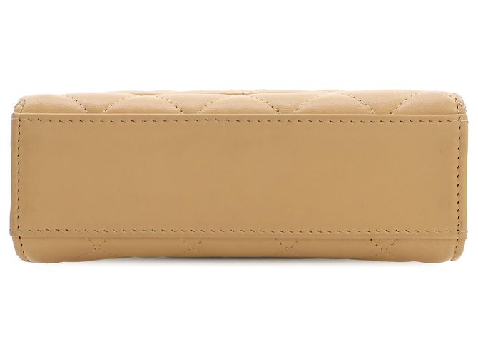Chanel Beige CC Trapuntato in agnello con manico superiore e perle finte - vista 3