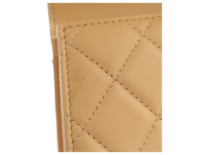 Chanel Beige CC Trapuntato in agnello con manico superiore e perle finte - vista 9