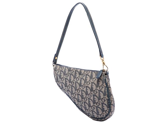 Blue Mini Diorissimo Canvas Saddle Pochette Blau Marineblau - Ansicht 2