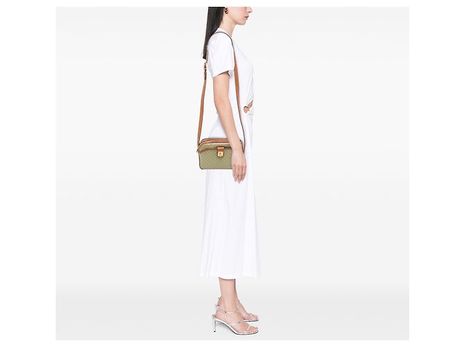Céline Celine Beige Macadam Beschichtetes Canvas Crossbody - Ansicht 6