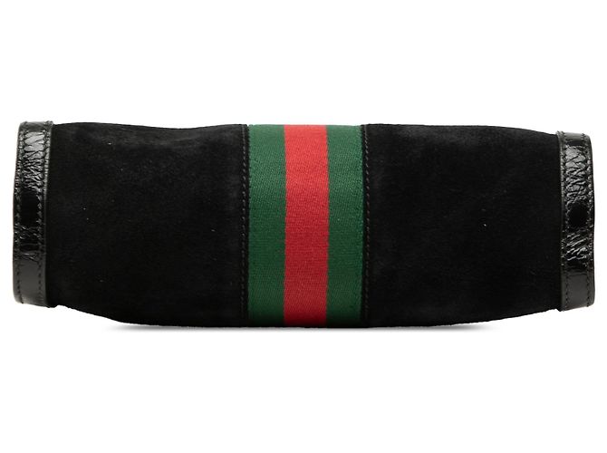 Gucci Black Small Suede Web Ophidia Chain Crossbody Nero - vista 3