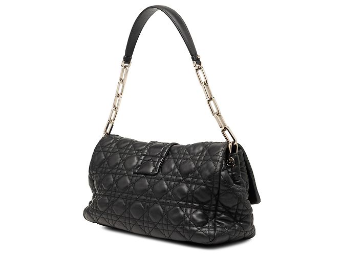 Borsa a tracolla Dior Black Lambskin Cannage New Lock Nero - vista 2
