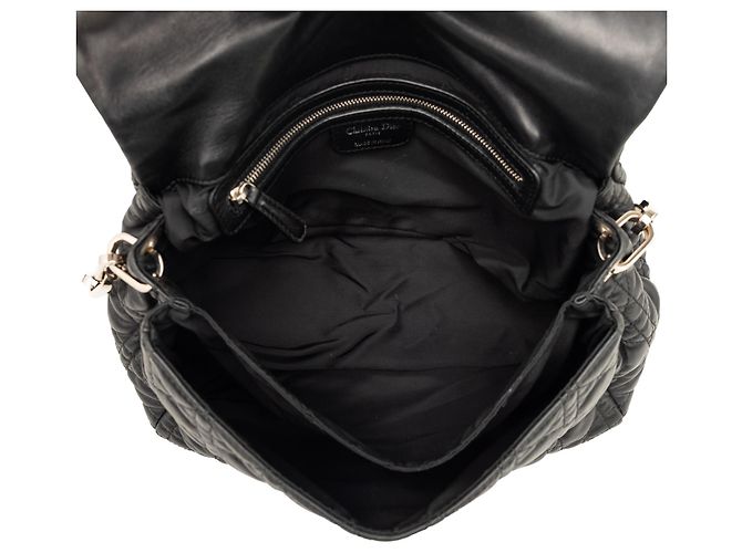 Borsa a tracolla Dior Black Lambskin Cannage New Lock Nero - vista 4