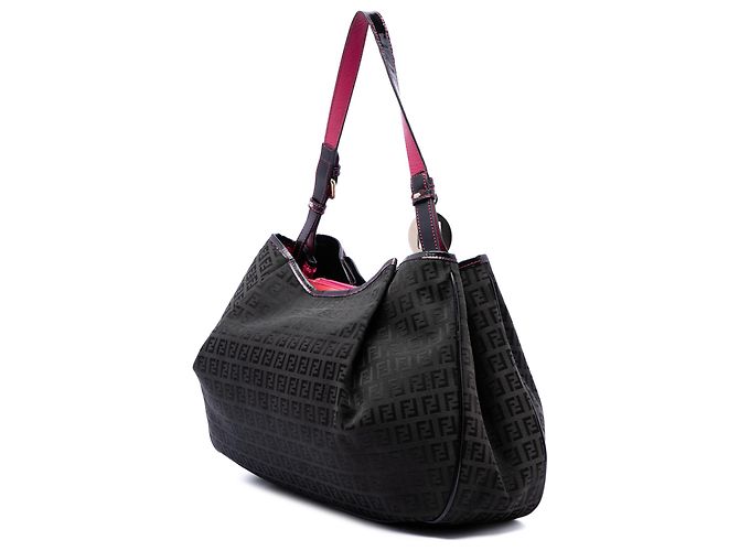 Borsa a tracolla Fendi in tela Zucchino nera Nero - vista 2
