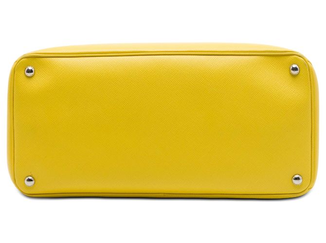 Prada Borsa Double Tote in Pelle Saffiano Gialla Giallo - vista 3