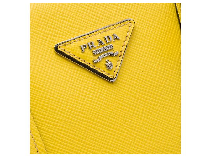 Prada Borsa Double Tote in Pelle Saffiano Gialla Giallo - vista 5