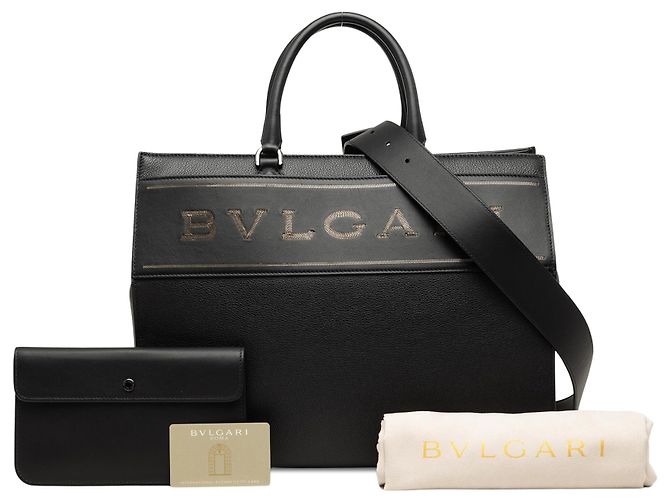 Bulgari Borsa Bvlgari in pelle nera con logo Nero - vista 8