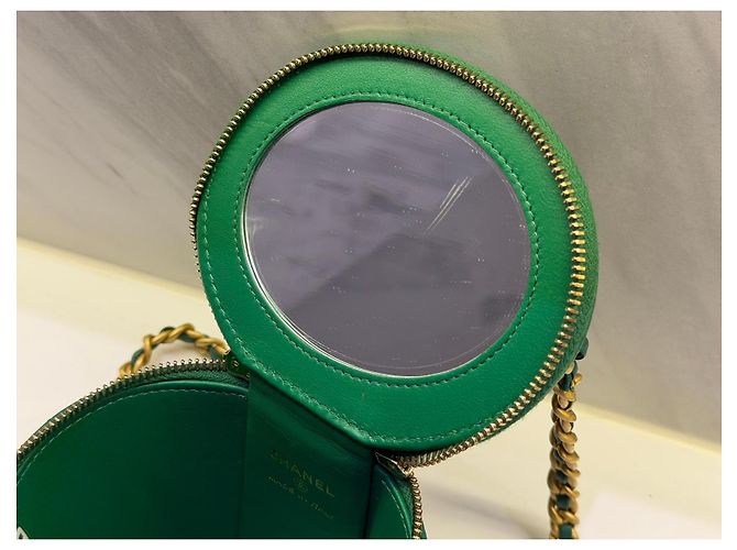 Chanel Vanity Case Klein in Grünem Lammleder - Ansicht 12