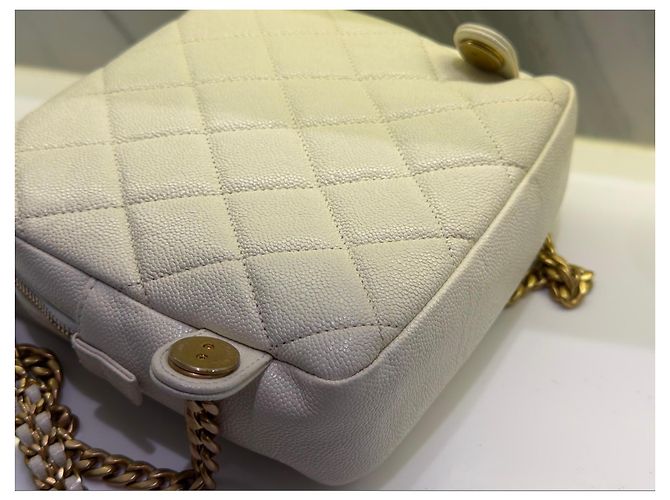 Borsa Chanel Classic Flap Small in pelle bianca Bianco - vista 19