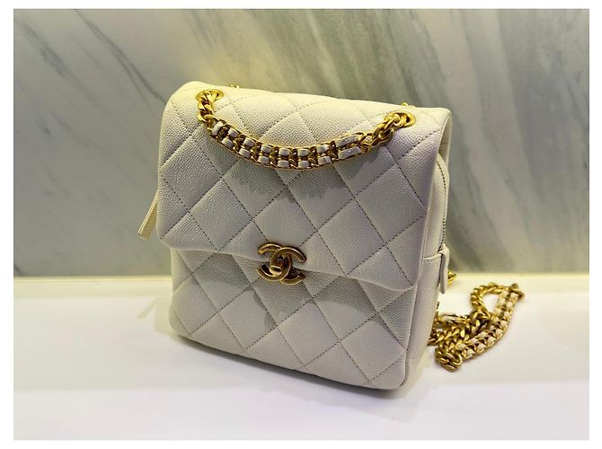 Borsa Chanel Classic Flap Small in pelle bianca Bianco - vista 5
