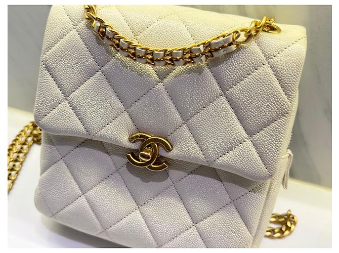 Borsa Chanel Classic Flap Small in pelle bianca Bianco - vista 8