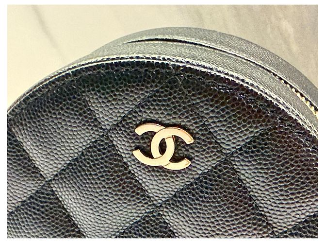 Chanel Vanity Round Bag Pelle Caviar Nera Nero - vista 10