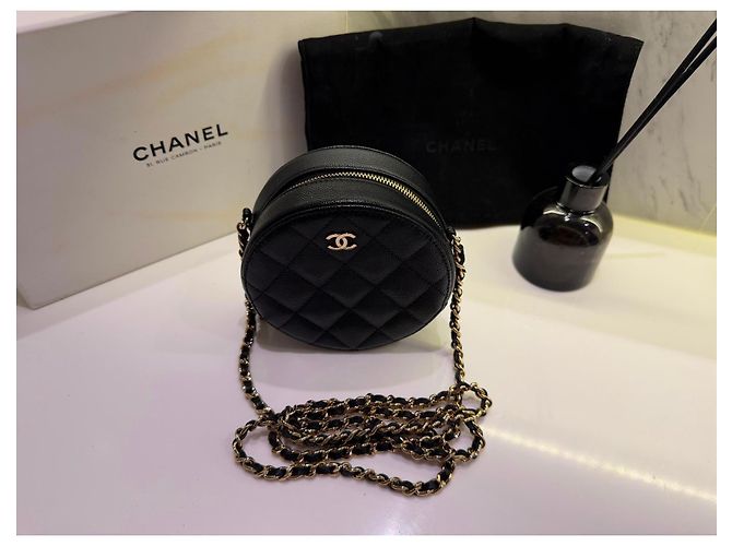 Chanel Vanity Round Bag Pelle Caviar Nera Nero - vista 2