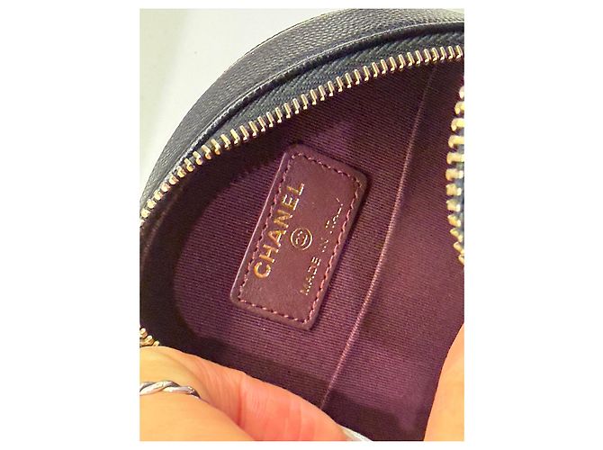 Chanel Vanity Round Bag Pelle Caviar Nera Nero - vista 4