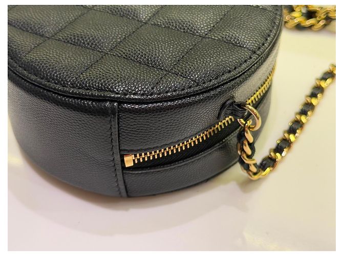 Chanel Vanity Round Bag Pelle Caviar Nera Nero - vista 6