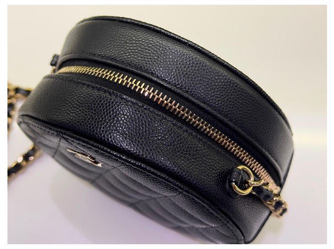 Chanel Vanity Round Bag Pelle Caviar Nera Nero - vista 7