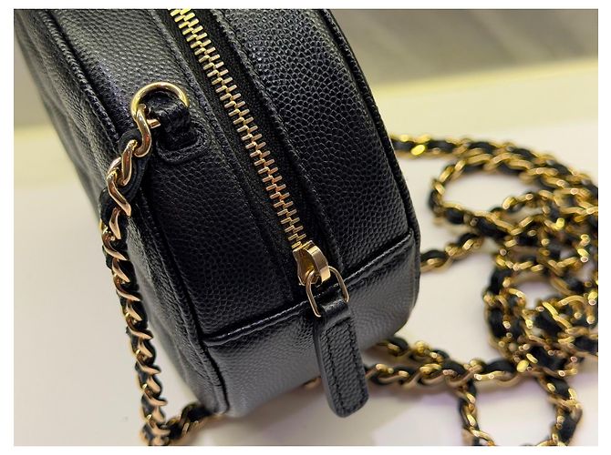Chanel Vanity Round Bag Pelle Caviar Nera Nero - vista 8