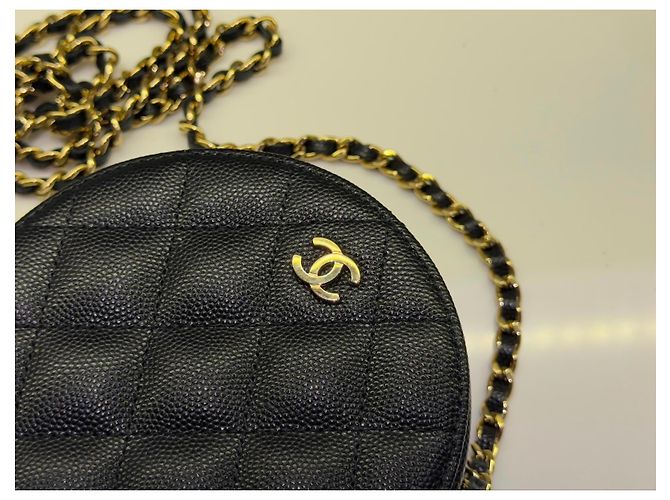 Chanel Vanity Round Bag Pelle Caviar Nera Nero - vista 9