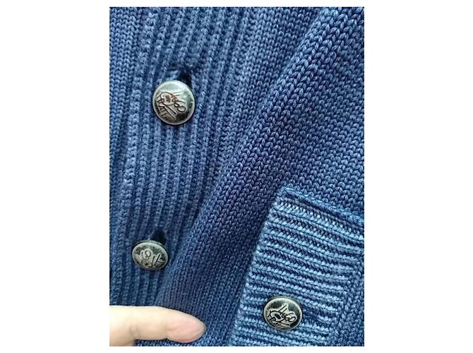 Autre Marque Hugo Pratt Corto Maltese x Chiros Schurwolle Cardigan Blau - Ansicht 3