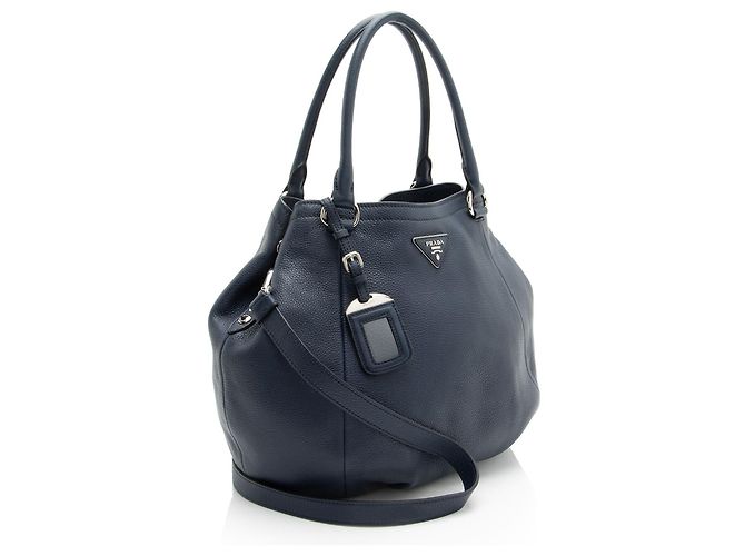 Tote Shopping Vitello Daino Prada Blu - vista 2