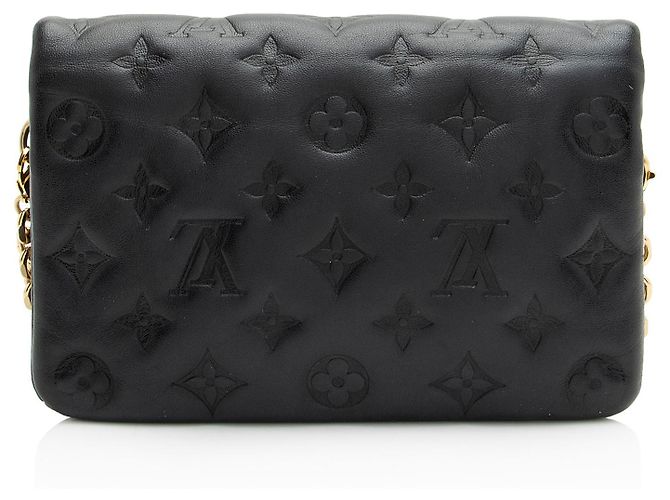 Pochette Coussin in agnello goffrato Monogram Louis Vuitton Nero - vista 3