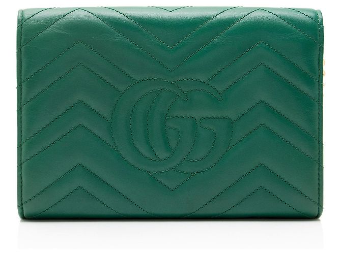 Cartera con cadena Gucci Matelasse Leather GG Marmont Verde - vista 3