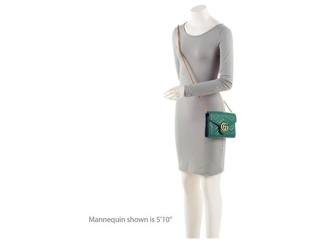 Cartera con cadena Gucci Matelasse Leather GG Marmont Verde - vista 5