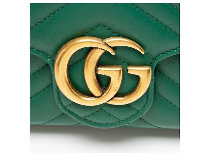 Cartera con cadena Gucci Matelasse Leather GG Marmont Verde - vista 9