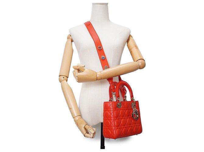 Borsa in pelle Dior My Lady Dior Arancione - vista 2