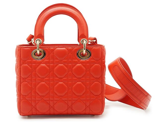 Borsa in pelle Dior My Lady Dior Arancione - vista 3