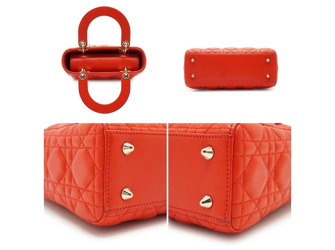 Borsa in pelle Dior My Lady Dior Arancione - vista 4