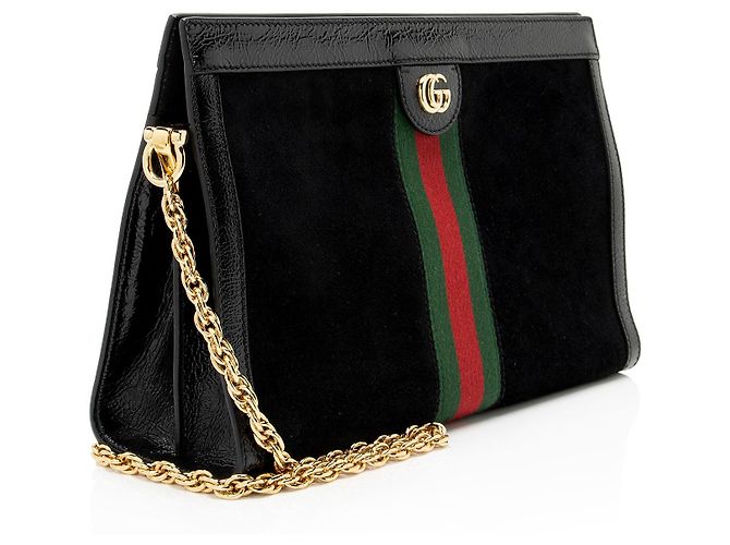 Borsa a tracolla Gucci Suede Ophidia Large Chain Nero - vista 2