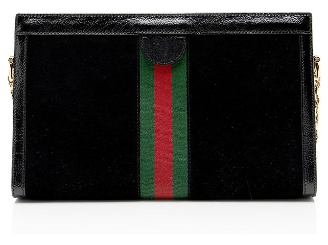 Borsa a tracolla Gucci Suede Ophidia Large Chain Nero - vista 3