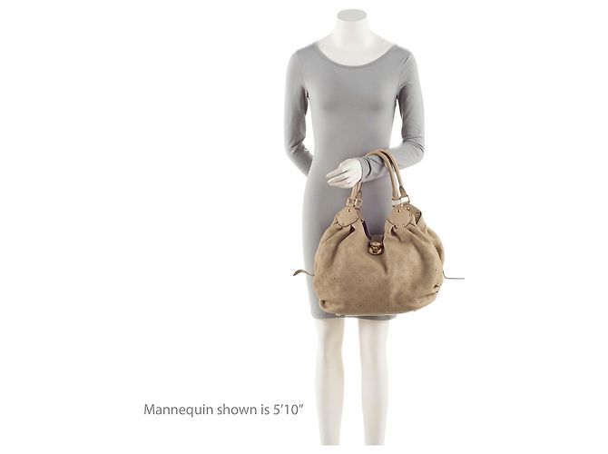 Louis Vuitton Mahina Leather L Hobo Marrone Beige - vista 5