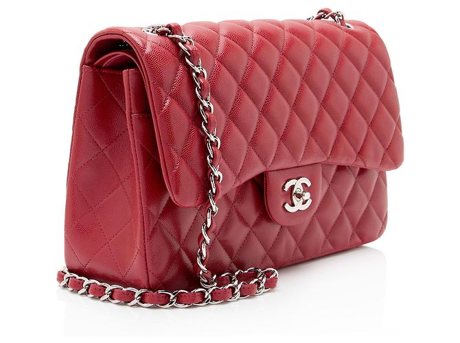 Gabrielle Borsa Chanel Classic Jumbo Double Flap in pelle Caviar Rosso - vista 2
