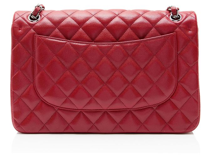 Gabrielle Borsa Chanel Classic Jumbo Double Flap in pelle Caviar Rosso - vista 3