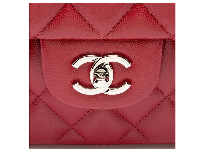 Gabrielle Borsa Chanel Classic Jumbo Double Flap in pelle Caviar Rosso - vista 9