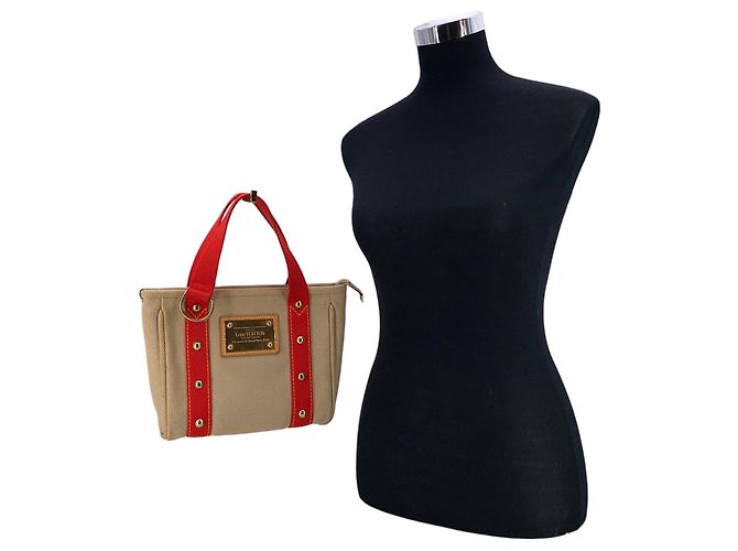 Louis Vuitton Stoffhandtasche Antigua Braun Beige - Ansicht 2