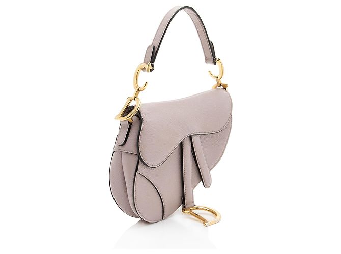 Mini borsa Saddle in pelle di vitello granulata Dior Rosa - vista 2