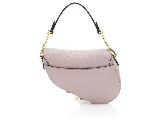 Mini borsa Saddle in pelle di vitello granulata Dior Rosa - vista 3