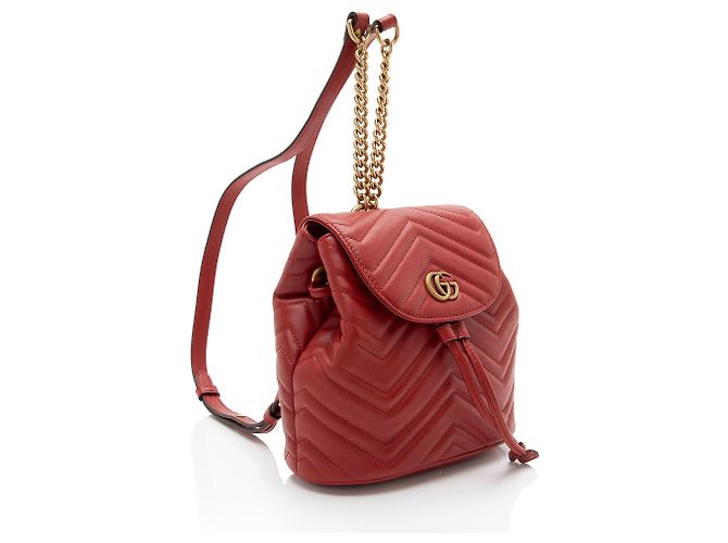 Gucci Matelasse Leather GG Marmont Mini Rucksack Rot - Ansicht 2