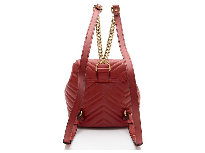 Gucci Matelasse Leather GG Marmont Mini Rucksack Rot - Ansicht 3