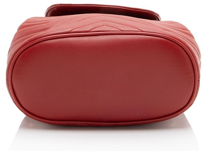 Gucci Matelasse Leather GG Marmont Mini Rucksack Rot - Ansicht 4