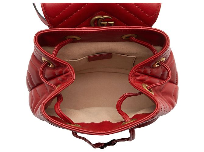 Gucci Matelasse Leather GG Marmont Mini Rucksack Rot - Ansicht 7