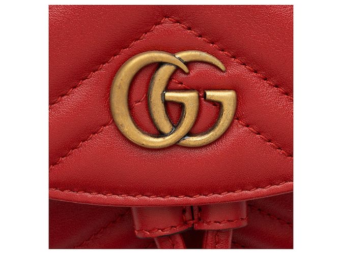 Gucci Matelasse Leather GG Marmont Mini Rucksack Rot - Ansicht 9