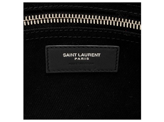 Bolso tote Rive Gauche grande de lona y piel de becerro Saint Laurent Negro - vista 8