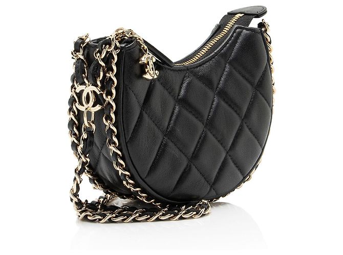 Gabrielle Mini Hobo Chanel in agnello con catena Nero - vista 2